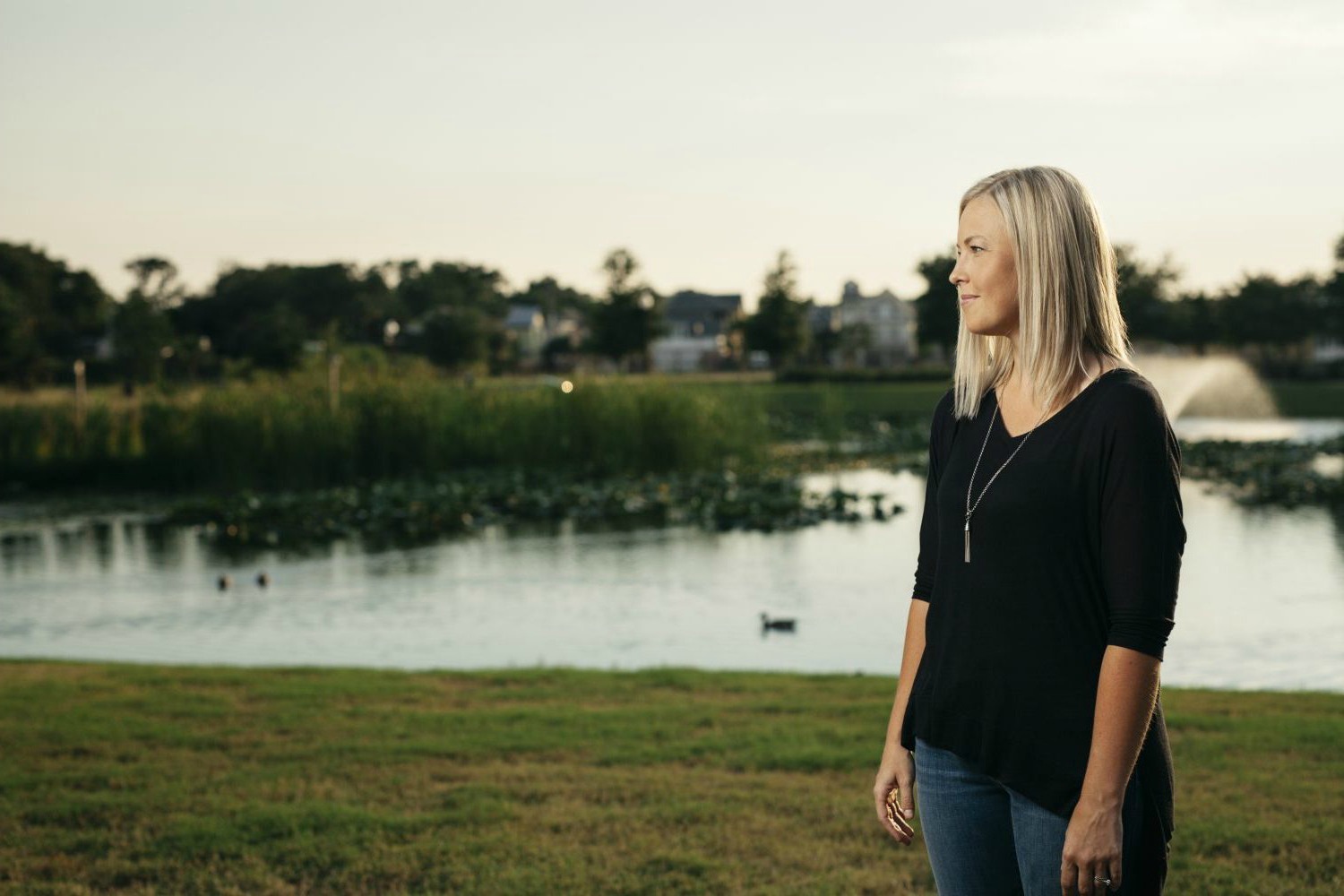 Krissy Nelson looking across the landscape
